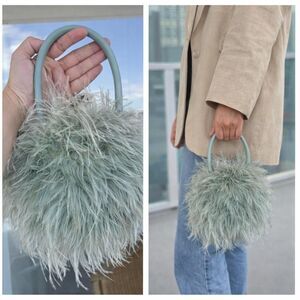 Loeffler Randall Feather Bag – Sage Green Statement Piece
